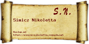 Simicz Nikoletta névjegykártya